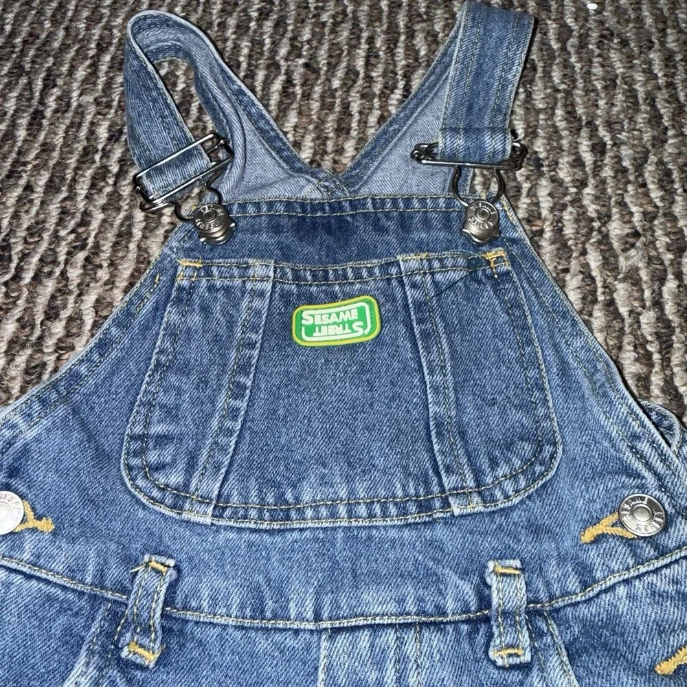Vintage Sesame Street Boy /Girl Size 18M Shorts Bib Overalls Big Bird Y2K 90's